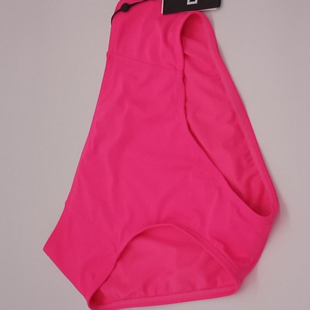 DKNY Seamed High-Waist Bikini‎ Swim Bottom  Neon Pink
